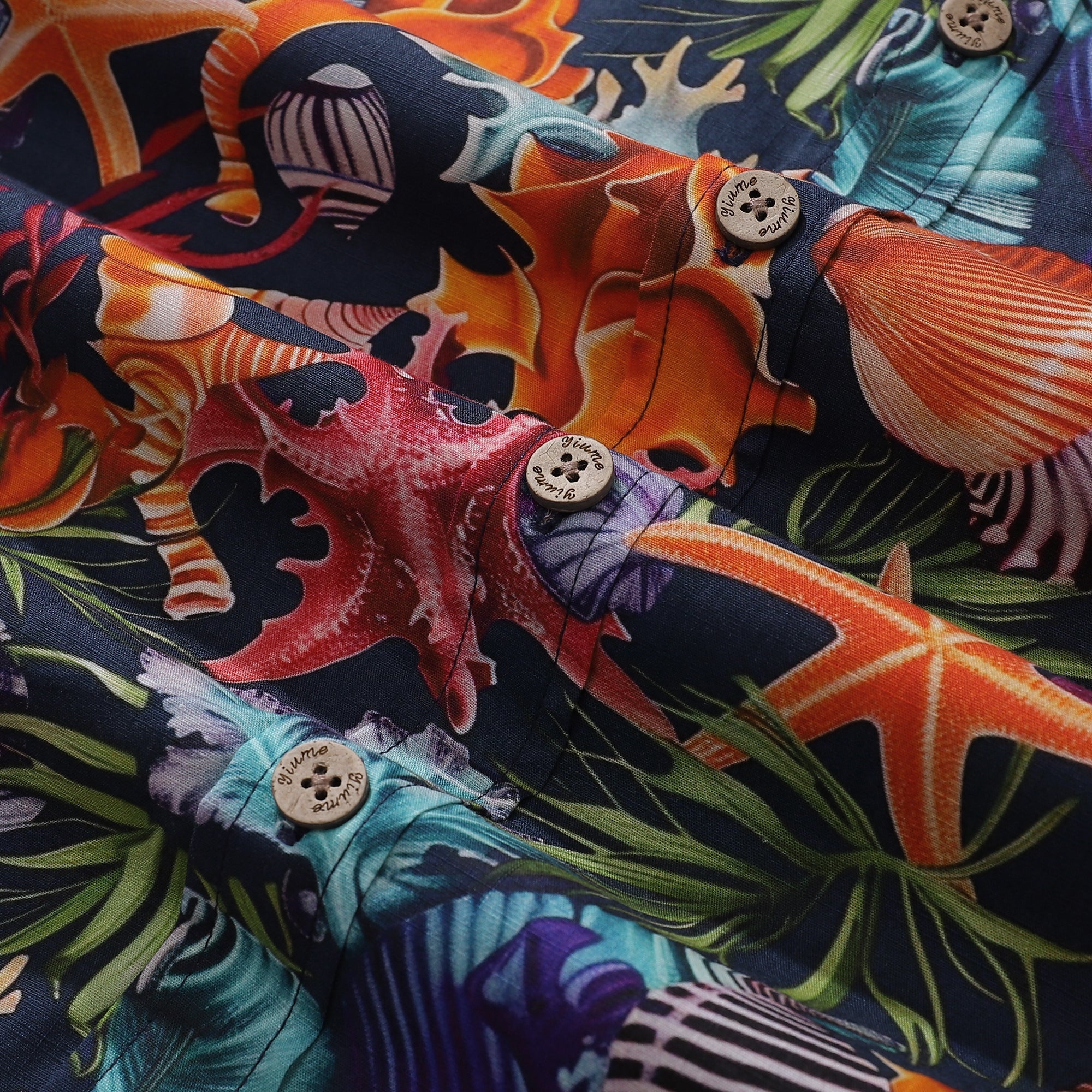 Hawaiian Shirt For Men Marine Life Carnival Button-down Short Sleeve 100% Cotton Shirt