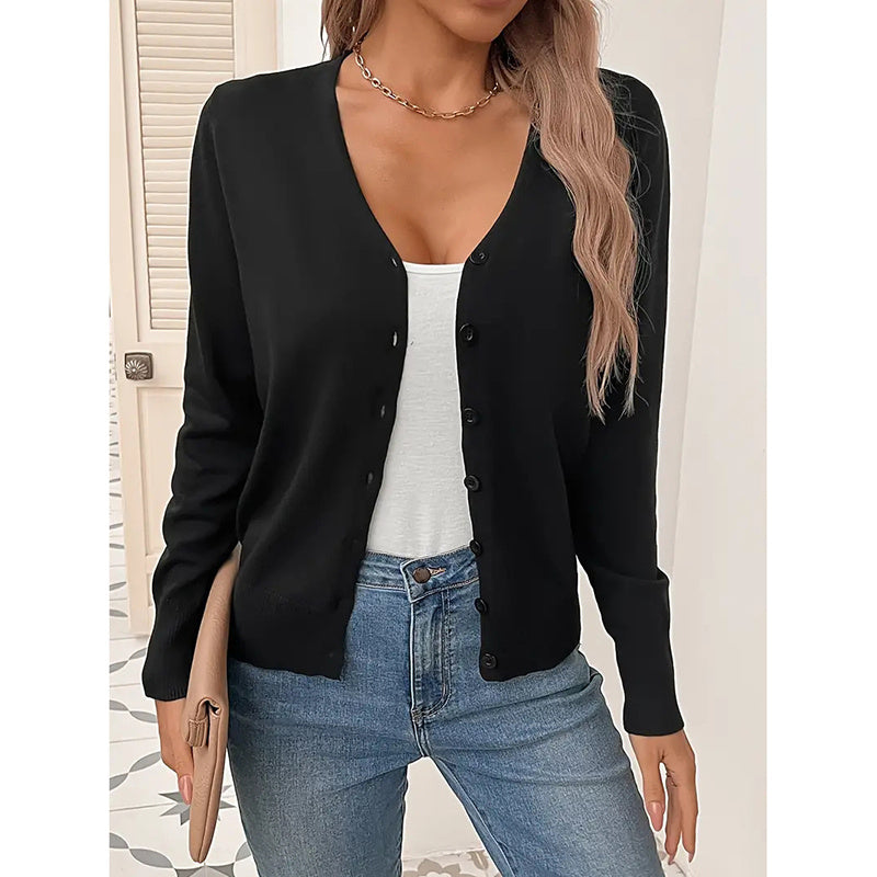 Women’s V‑Neck Button‑Down Cardigan Knit Sweater