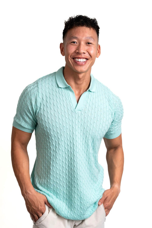 Cashmere Feel Polo Shirt | Sky Blue