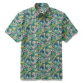 Men's Green Hawaiian Shirt Songe Marin Pattern Cotton Button-down Short Sleeve Aloha Shirt